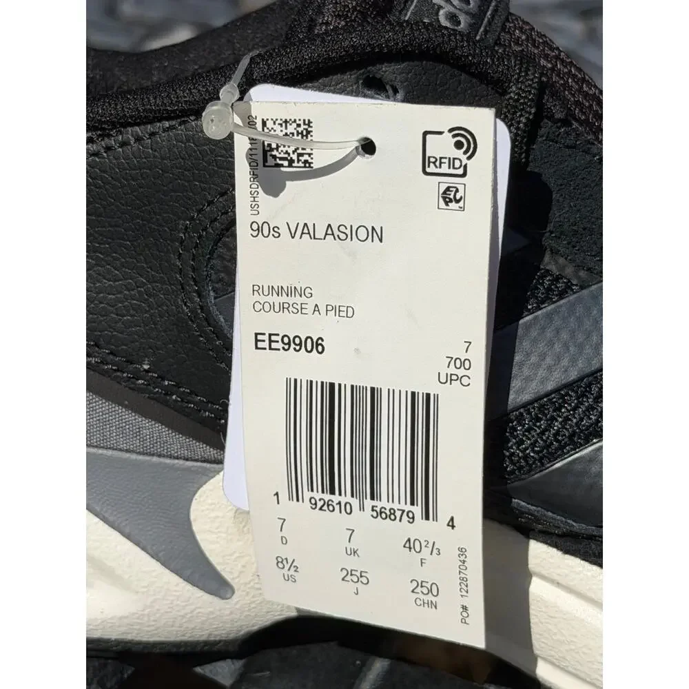 Adidas 90s Valasion Womens Size 8.5 Black White Athletic Running Shoes EE9906